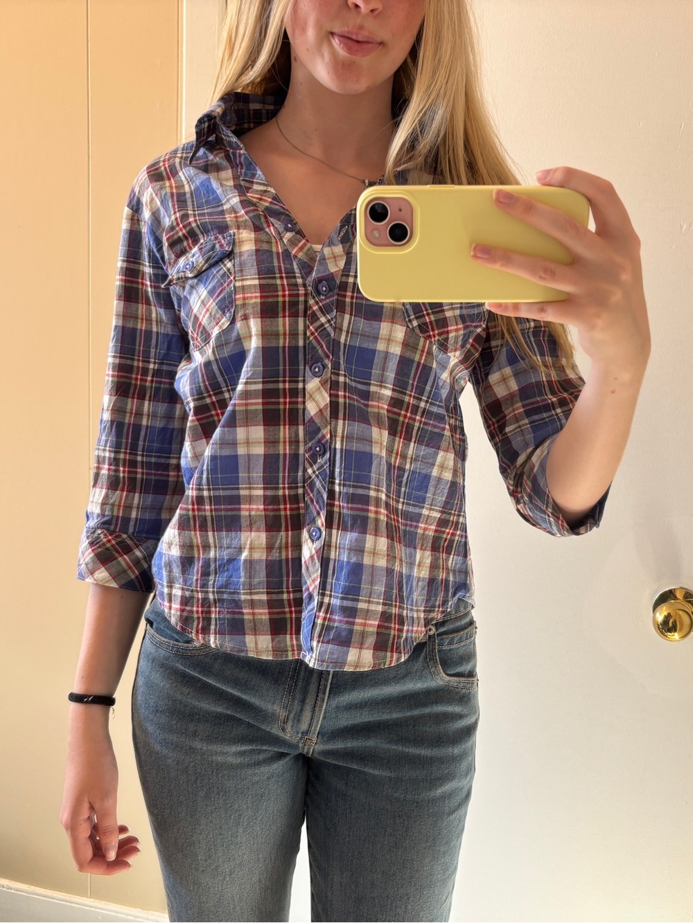 Fitted plaid shirt